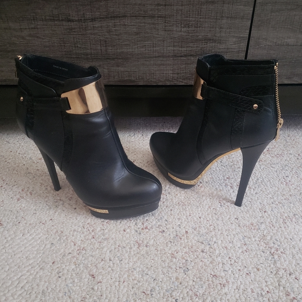 Black and gold booties